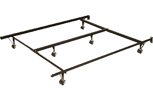 Double or Queen Size Metal Bed Frame with Wheels and Centre Support